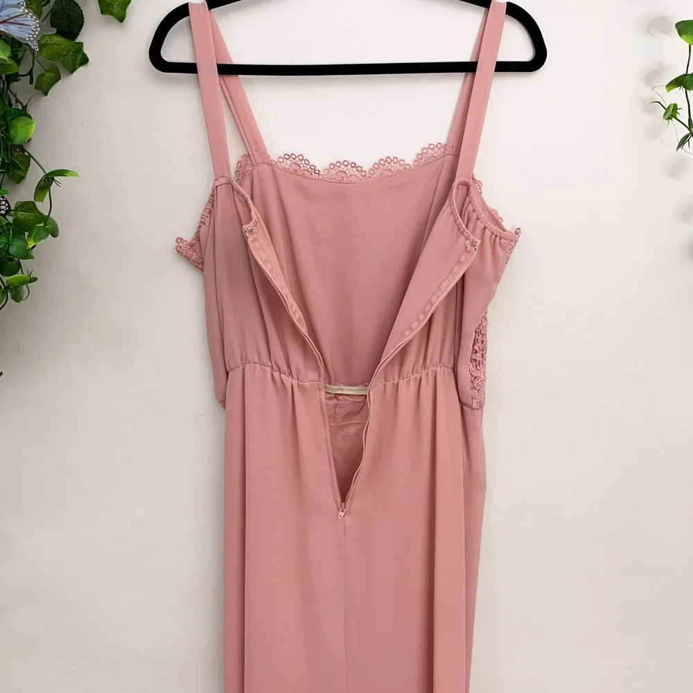 Vintage 70's Pink Maxi Dress Sheer Jacket 2‎ piece set